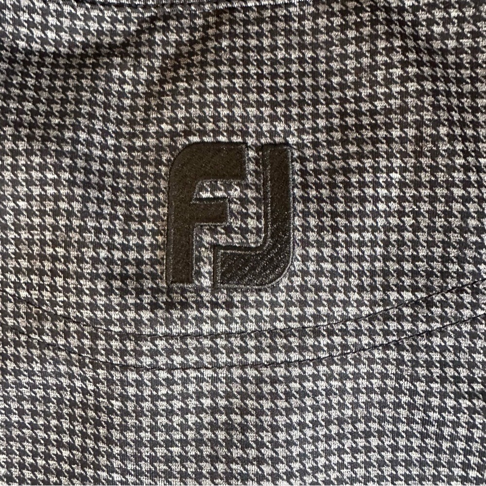 Footjoy Polo Men's Extra Large Gray & Black Golf Houndstooth Short Sleeve Shirt - Picture 4 of 10